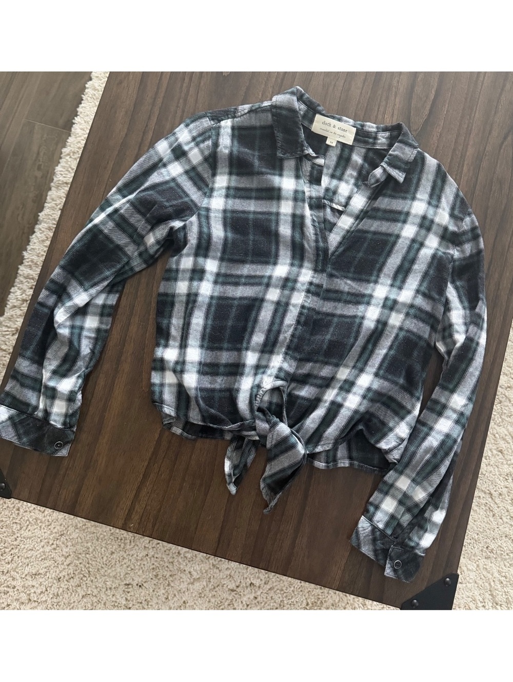 Cloth & stone holiday flannel green black white silver